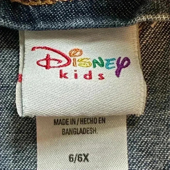 Disney Kids 2 Toned Denim Flower Embroidered Dress Size 6/6X💙 - Picture 4 of 6